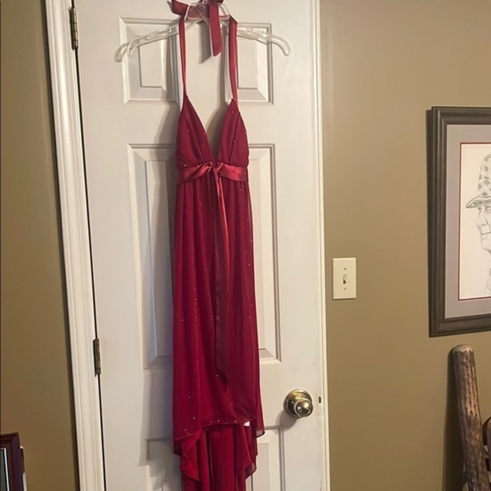 Elegant Red Halter Dress